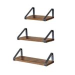 Vasagle LWS33BX Rustic Brown Wall Mounted Floating Shelves for Living Room, Bathroom, Kitchen - Set of 3