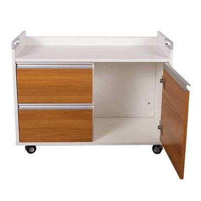 Zelda SR02 Modern Side Rteurn Rolling Drawer - storing space dextrally equipped 2 drawers - Light Walnut/White (Brown) - Image 5