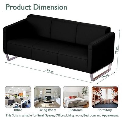 Loop 2850 Three Seater Sofa Black PU - Image 3