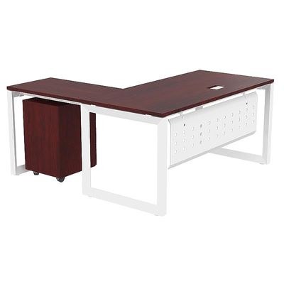 Mahmayi Vorm 136-14L Modern Workstation Desk with Mobile Drawer for Home Office, Study, and Workstation Use - Stylish and Functional Furniture Solution (L-Shaped, Apple Cherry, 140cm) - Image 2