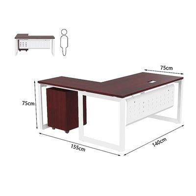 Mahmayi Vorm 136-14L Modern Workstation Desk with Mobile Drawer for Home Office, Study, and Workstation Use - Stylish and Functional Furniture Solution (L-Shaped, Apple Cherry, 140cm) - Image 3