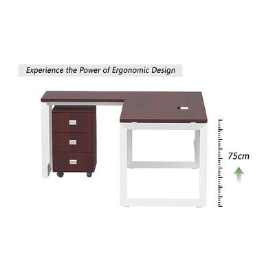 Mahmayi Vorm 136-14L Modern Workstation Desk with Mobile Drawer for Home Office, Study, and Workstation Use - Stylish and Functional Furniture Solution (L-Shaped, Apple Cherry, 140cm) - Image 5