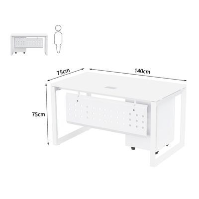 Mahmayi Vorm 136-14 Modern Workstation - Multi-Functional MDF Desk with Smart Cable Management, Secure & Robust - Ideal for Home and Office Use (With Mobile Drawer)(140cm, White) - Image 5