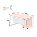 Mahmayi Vorm 136-14 Modern Workstation - Multi-Functional MDF Desk with Smart Cable Management, Secure & Robust - Ideal for Home and Office Use (With Mobile Drawer)(140cm, Oak)