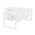 Mahmayi Vorm 136-16L Modern Workstation Desk with Mobile Drawer for Home Office, Study, and Workstation Use - Stylish and Functional Furniture Solution (L-Shaped, White, 160cm)