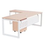 Mahmayi Vorm 136-18L Modern Workstation Desk with Mobile Drawer for Home Office, Study, and Workstation Use - Stylish and Functional Furniture Solution (L-Shaped, Oak, 180cm)