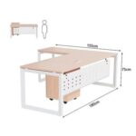 Mahmayi Vorm 136-18L Modern Workstation Desk with Mobile Drawer for Home Office, Study, and Workstation Use - Stylish and Functional Furniture Solution (L-Shaped, Oak, 180cm)