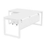 Mahmayi Vorm 136-18L Modern Workstation Desk with Mobile Drawer for Home Office, Study, and Workstation Use - Stylish and Functional Furniture Solution (L-Shaped, White, 180cm)