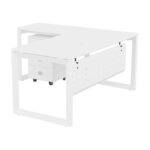 Mahmayi Vorm 136-14L Modern Workstation Desk with Mobile Drawer for Home Office, Study, and Workstation Use - Stylish and Functional Furniture Solution (L-Shaped, White, 140cm)