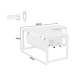 Mahmayi Vorm 136-14L Modern Workstation Desk with Mobile Drawer for Home Office, Study, and Workstation Use - Stylish and Functional Furniture Solution (L-Shaped, White, 140cm)