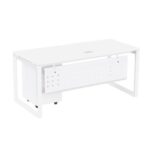 Mahmayi Vorm 136-18 Modern Workstation - Multi-Functional MDF Desk with Smart Cable Management, Secure & Robust - Ideal for Home and Office Use (With Mobile Drawer)(180cm, White)