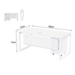 Mahmayi Vorm 136-18 Modern Workstation - Multi-Functional MDF Desk with Smart Cable Management, Secure & Robust - Ideal for Home and Office Use (With Mobile Drawer)(180cm, White)