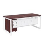 Mahmayi Vorm 136-18 Modern Workstation - Multi-Functional MDF Desk with Smart Cable Management, Secure & Robust - Ideal for Home and Office Use (With Mobile Drawer)(180cm, Apple Cherry)