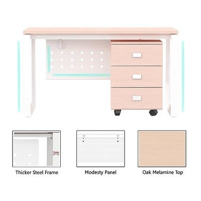 Mahmayi Vorm 136-12 Modern Workstation - Multi-Functional MDF Desk with Smart Cable Management, Secure & Robust - Ideal for Home and Office Use (With Mobile Drawer)(120cm, Oak) - Image 4