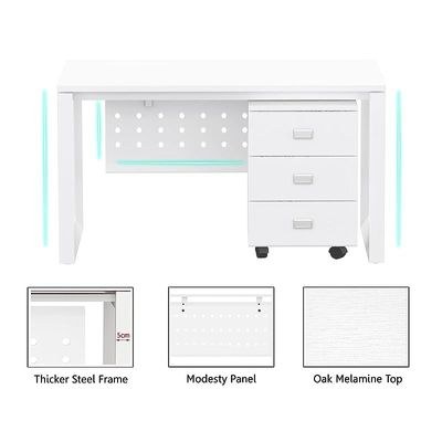 Mahmayi Vorm 136-16 Modern Workstation - Multi-Functional MDF Desk with Smart Cable Management, Secure & Robust - Ideal for Home and Office Use (With Mobile Drawer)(160cm, White) - Image 4