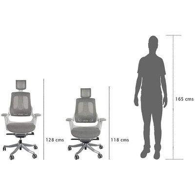 High-Back Modern Office Ergonomic Mesh Chair, Office Home Chairs With Adjustable-Backrest and Caster wheel Support - White - Image 3