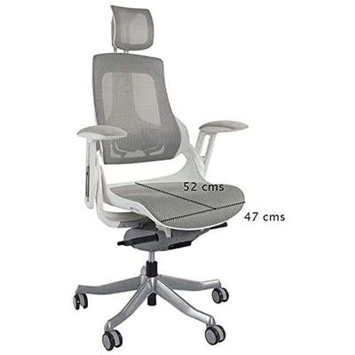 High-Back Modern Office Ergonomic Mesh Chair, Office Home Chairs With Adjustable-Backrest and Caster wheel Support - White - Image 5