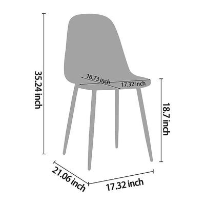 Washable Pu Cushion Seat Back, Mid Century Metal Legs For Kitchen Dining Room Side Chair, Set Of 2, Brown - Image 3