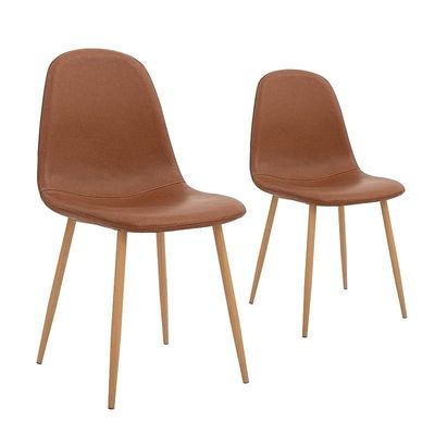 Washable Pu Cushion Seat Back, Mid Century Metal Legs For Kitchen Dining Room Side Chair, Set Of 2, Brown - Image 4