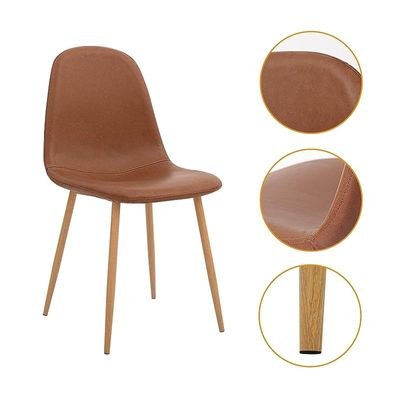 Washable Pu Cushion Seat Back, Mid Century Metal Legs For Kitchen Dining Room Side Chair, Set Of 2, Brown - Image 5
