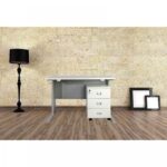 Stazion 1260 Modern Office Desk White with drawers