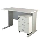Stazion 1260 Modern Office Desk White with drawers