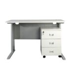 Stazion 1260 Modern Office Desk White with drawers