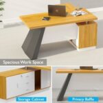 Elegante 191-16 Modern Executive Desk Light Walnut