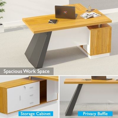 Elegante 191-16 Modern Executive Desk Light Walnut - Image 4