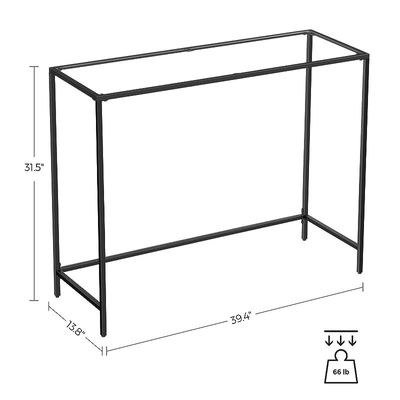 Vasagle Black LGT026B01 Console Tempered Glass Sofa Table Entryway Adjustable Feet Modern Table for Living Room, Hallway (100x35x80cm) - Image 3