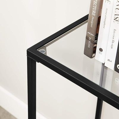 Vasagle Black LGT026B01 Console Tempered Glass Sofa Table Entryway Adjustable Feet Modern Table for Living Room, Hallway (100x35x80cm) - Image 4