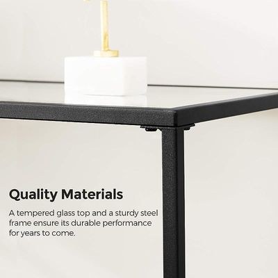 Vasagle Black LGT026B01 Console Tempered Glass Sofa Table Entryway Adjustable Feet Modern Table for Living Room, Hallway (100x35x80cm) - Image 5