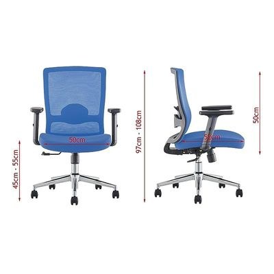 SleekLine T01B Medium Back Ergonomic Mesh Chair Blue - Image 5