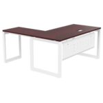 Mahmayi Vorm 136-14L Modern Workstation Desk for Home Office, Study, and Workstation Use - Stylish and Functional Furniture Solution (L-Shaped, Apple Cherry, 140cm)