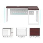 Mahmayi Vorm 136-16L Modern Workstation Desk for Home Office, Study, and Workstation Use - Stylish and Functional Furniture Solution (L-Shaped, Apple Cherry, 160cm)