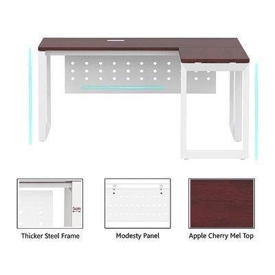 Mahmayi Vorm 136-18L Modern Workstation Desk for Home Office, Study, and Workstation Use - Stylish and Functional Furniture Solution (L-Shaped, Apple Cherry, 180cm) - Image 4