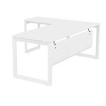 Mahmayi Vorm 136-16L Modern Workstation Desk for Home Office, Study, and Workstation Use - Stylish and Functional Furniture Solution (L-Shaped, White, 160cm)