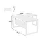 Mahmayi Vorm 136-16L Modern Workstation Desk for Home Office, Study, and Workstation Use - Stylish and Functional Furniture Solution (L-Shaped, White, 160cm)