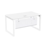 Mahmayi Vorm 136-14 Modern Workstation - Multi-Functional MDF Desk with Smart Cable Management, Secure & Robust - Ideal for Home and Office Use (140cm, White)