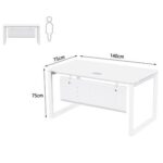 Mahmayi Vorm 136-14 Modern Workstation - Multi-Functional MDF Desk with Smart Cable Management, Secure & Robust - Ideal for Home and Office Use (140cm, White)