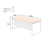 Mahmayi Vorm 136-18 Modern Workstation - Multi-Functional MDF Desk with Smart Cable Management, Secure & Robust - Ideal for Home and Office Use (180cm, Oak)