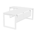 Mahmayi Vorm 136-18L Modern Workstation Desk for Home Office, Study, and Workstation Use - Stylish and Functional Furniture Solution (L-Shaped, White, 180cm)