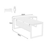 Mahmayi Vorm 136-18L Modern Workstation Desk for Home Office, Study, and Workstation Use - Stylish and Functional Furniture Solution (L-Shaped, White, 180cm)