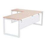 Mahmayi Vorm 136-18L Modern Workstation Desk for Home Office, Study, and Workstation Use - Stylish and Functional Furniture Solution (L-Shaped, Oak, 180cm)