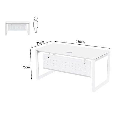 Mahmayi Vorm 136-16 Modern Workstation - Multi-Functional MDF Desk with Smart Cable Management, Secure & Robust - Ideal for Home and Office Use (160cm, White) - Image 4