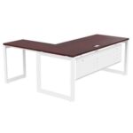 Mahmayi Vorm 136-16L Modern Workstation Desk for Home Office, Study, and Workstation Use - Stylish and Functional Furniture Solution (L-Shaped, Apple Cherry, 160cm)