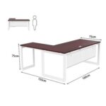 Mahmayi Vorm 136-16L Modern Workstation Desk for Home Office, Study, and Workstation Use - Stylish and Functional Furniture Solution (L-Shaped, Apple Cherry, 160cm)
