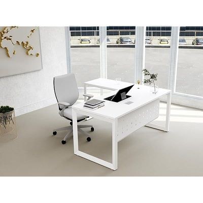 Mahmayi Vorm 136-18L Modern Workstation Desk for Home Office, Study, and Workstation Use - Stylish and Functional Furniture Solution (L-Shaped, White, 180cm)