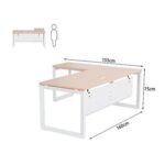 Mahmayi Vorm 136-16L Modern Workstation Desk for Home Office, Study, and Workstation Use - Stylish and Functional Furniture Solution (L-Shaped, Oak, 160cm)