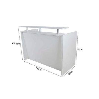 R06 Modern Reception Counter Desk with Floating Glass Top, Storage Feature Front Office Desk, Lockable 3 Storage Section, 120cm (White) - Image 5